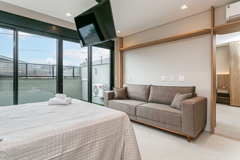 ap novo, a passos da praia, com piscina no terraço