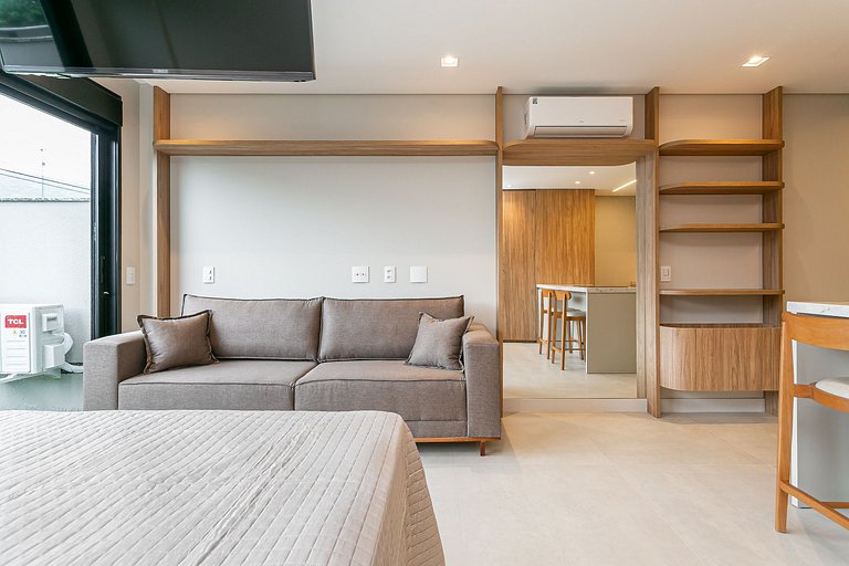 ap novo, a passos da praia, com piscina no terraço